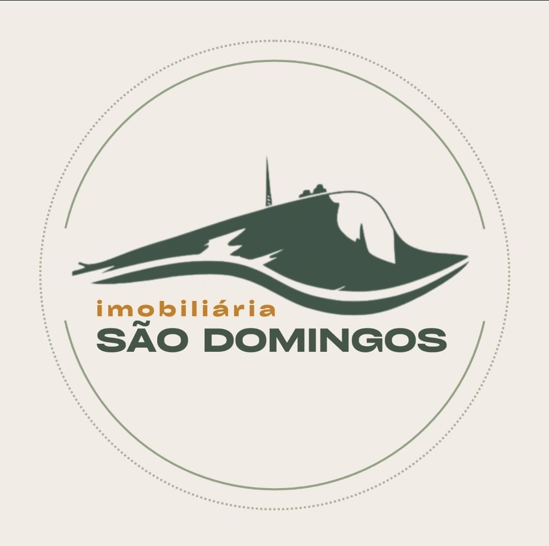 Logo da Imobiliária São Domingos: montanha estilizada em verde sobre fundo creme